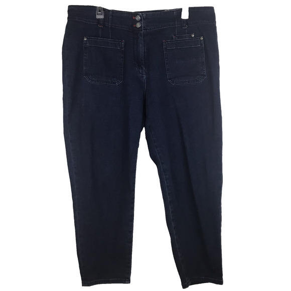 Maeve Anthropologie Jeans High Rise Cropped Skinny Dark Wash Pockets Size 18 - Picture 1 of 11